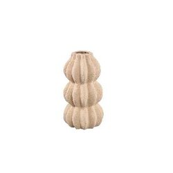 PTMD Tiggy Cream porselain round ribbed pot layered