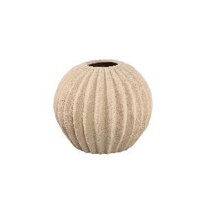 PTMD Tiggy Cream porselain round ribbed pot S