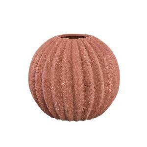 PTMD Tiggy Rust porselain round ribbed pot L