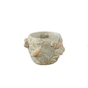 PTMD Trilbye Cream round cement pot with birds XS
