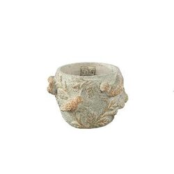 PTMD Trilbye Cream round cement pot with birds XS