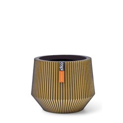 Vaas cilinder geo Groove 19x16 zwart goud