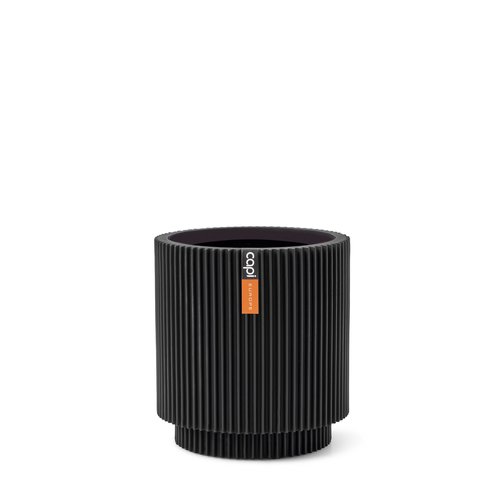 Capi Vaas cilinder Groove D11cm zwart - afbeelding 1