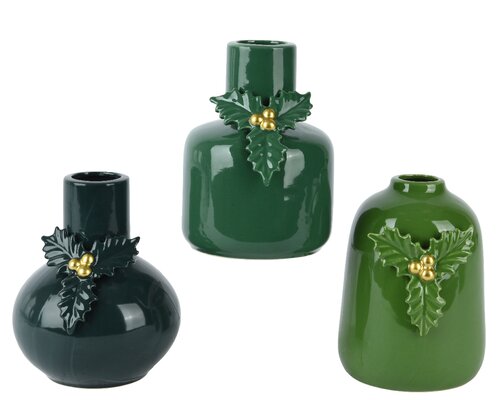 Vaas porselein d13.5h16cm groen a3