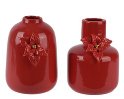 Vaas porselein d13.5h16cm rood a2