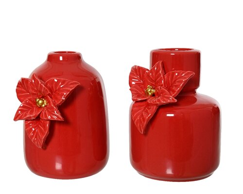 Vaas porselein d8h11cm rood a2 - afbeelding 1