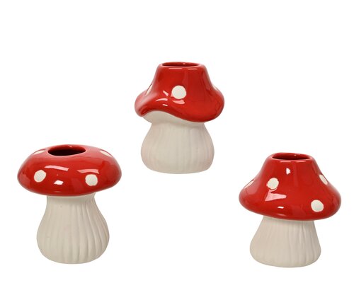 Decoris Vaas porselein mushroom glazed 3ass