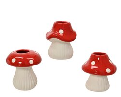 Decoris Vaas porselein mushroom glazed 3ass