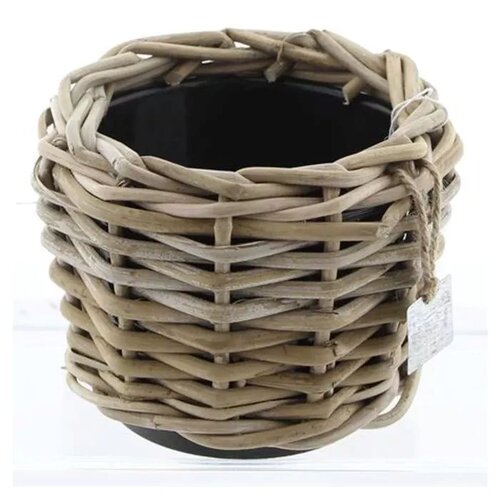 VAN DER LEEDEN Drypot rotan d17h14cm grijs