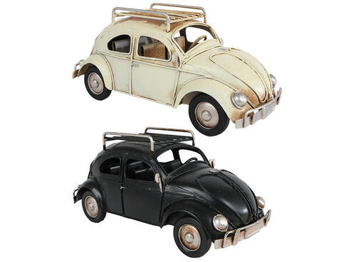 van Manen Auto kever 19x9x9cm creme/zwart 2 assorti