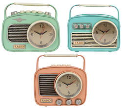 Van Manen Klok radio 18x7x17cm grn/blw/rz 3 assorti