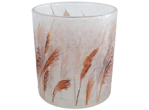 van Manen Theelichthdr glas 7x7x8cm bg/br