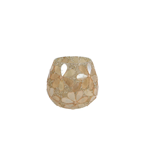 van Manen Theelichthouder glas 7x10x9cm goud