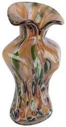van Manen Vaas glas 9x13x24cm geel/groen