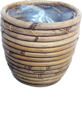 VDL Pot rond ballon streep d13h11cm grijs