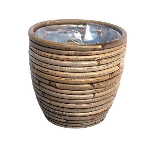 VDL Pot rond ballon streep d15h14cm grijs