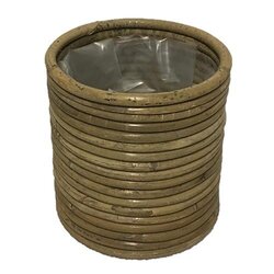 VDL Pot rond streep d14h18cm grijs