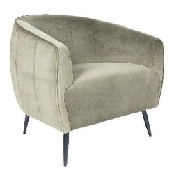 PTMD Vinn Velvet Green fauteuil black metal legs KD