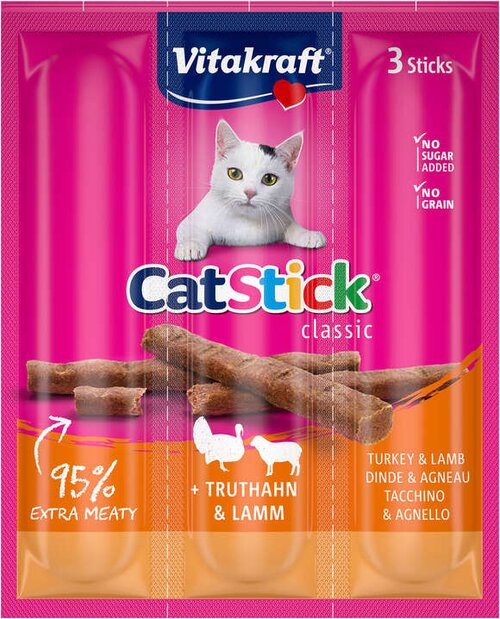 Vitakraft Cat-stick mini kalkoen&lam 3st