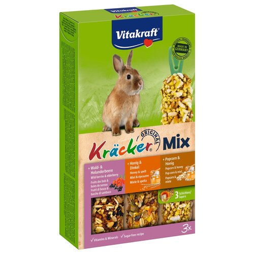 Vitakraft Trio mix honing/popcorn 3in1 konijn