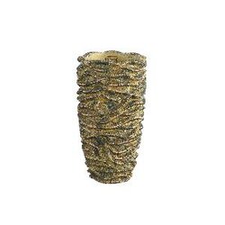 PTMD Waves Brown cement pot wavy struct round high M