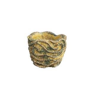 PTMD Waves Brown cement pot wavy struct round XS