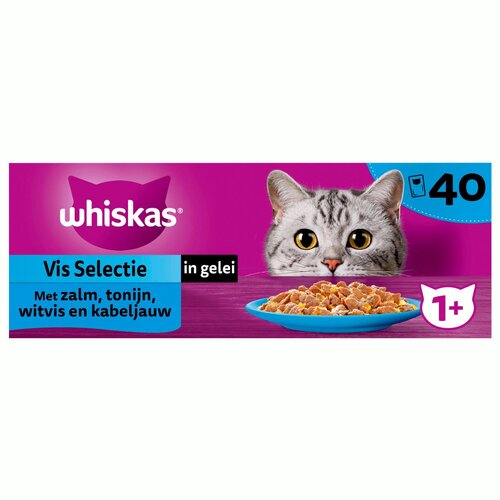 Whiskas Pouch adult gelei vis selectie 40x85g