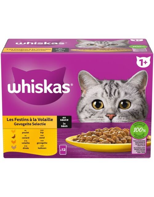 Whiskas Pouch1 adult saus gevogelte 12x85g