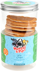 Woezel & Pip BUFFELHUID CHIPS MET KIP IN POT 250 GRAM