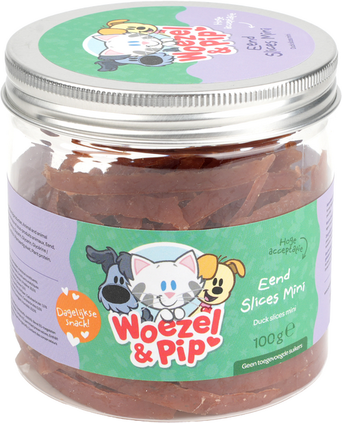Woezel & Pip EENDEN SLICES IN POT 100 GRAM