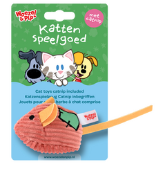 Woezel & Pip MUIS+PATCH CORDUROY+CATNIP+BEL ROOD 8CM