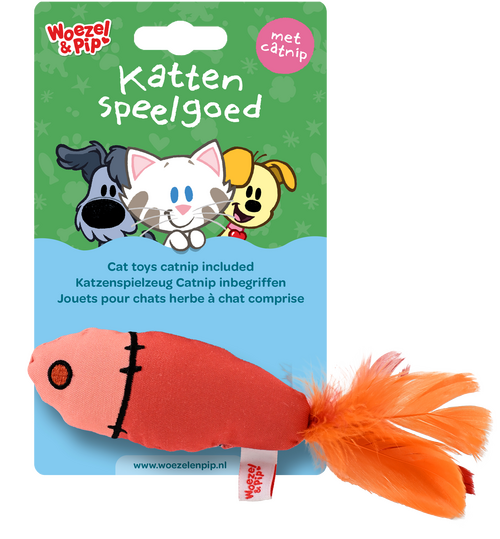 Woezel & Pip RITSELVIS+VEREN+CATNIP ROOD 25CM