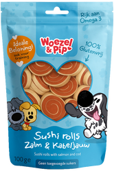 Woezel & Pip SUSHI ROLLS ZALM & KABELJAUW 100 GRAM