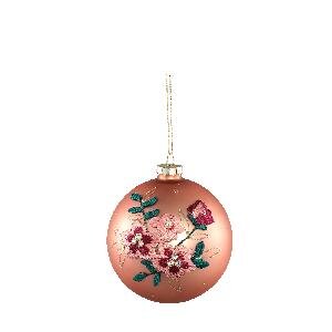 PTMD Xmas Errie peach glass ball with flowers M