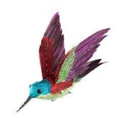 PTMD Xmas Folksy green purple feather hummingbird clip