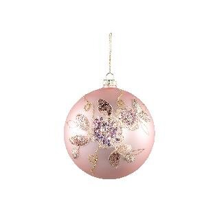 PTMD Xmas Lilly light pink glass ball with flowers L