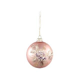 PTMD Xmas Lilly light pink glass ball with flowers M