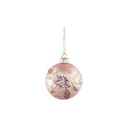 PTMD Xmas Lilly light pink glass ball with flowers S