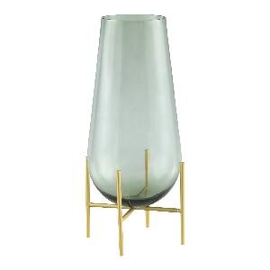 PTMD Zavia Green glass vase on gold iron base M