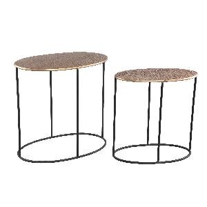 PTMD Zony Gold antique iron sidetable oval shape L