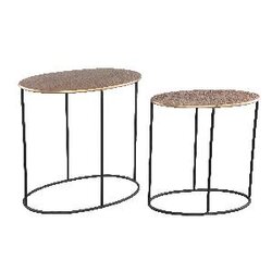 PTMD Zony Gold antique iron sidetable oval shape L