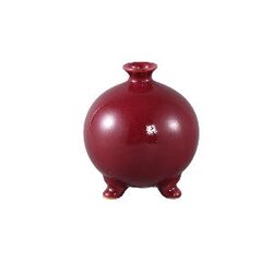 PTMD Zoran Red ceramic glazed bottle pot bulb on foot S